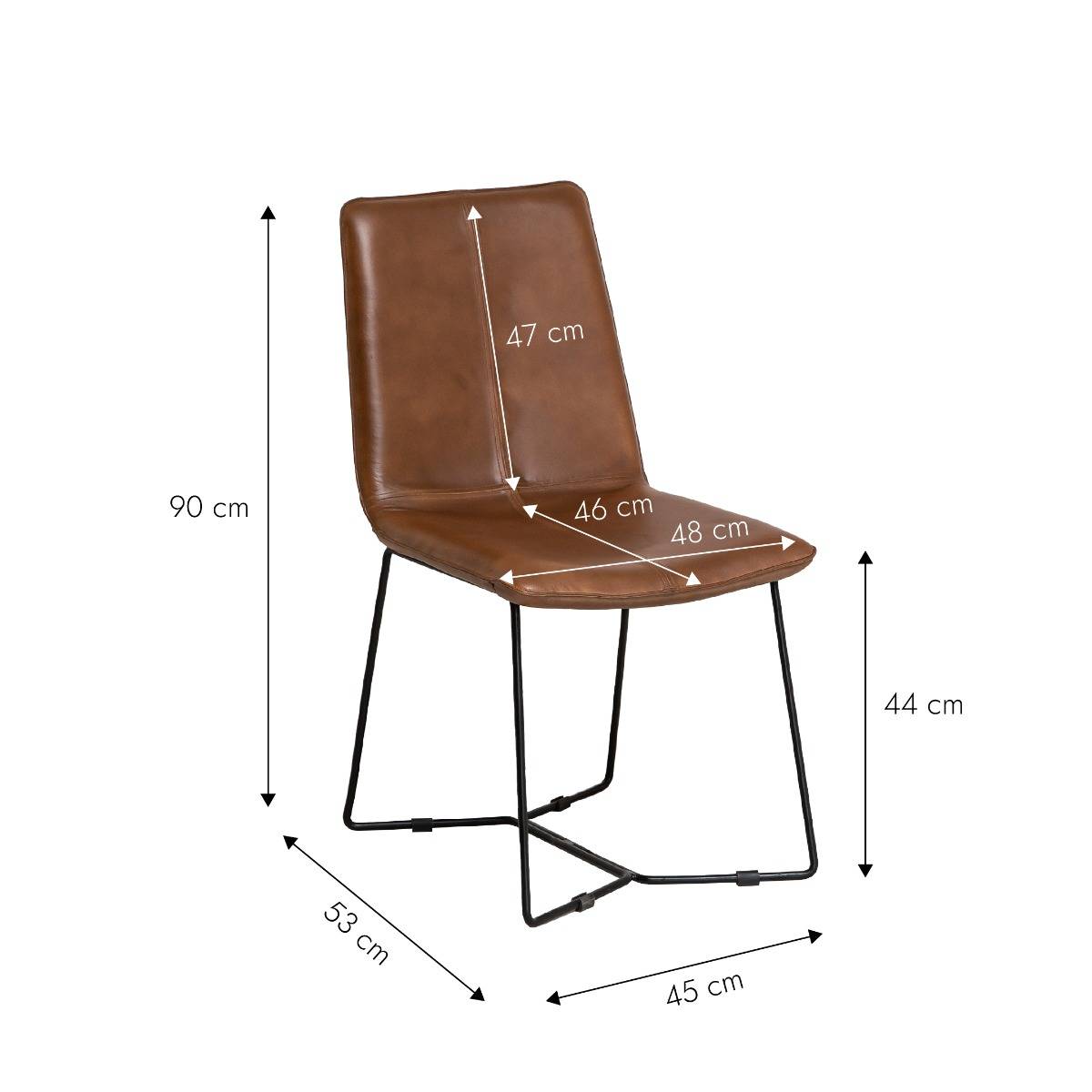 Chaise en cuir marron clair Lilou  (lot de 2)