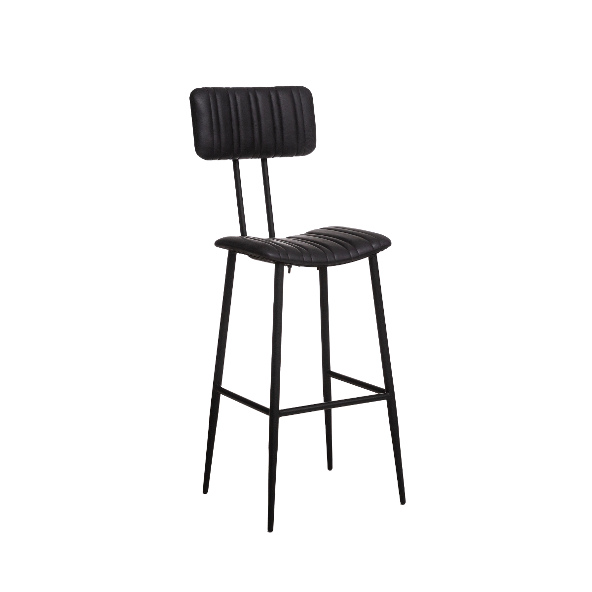 Tabouret de bar en cuir noir Carl