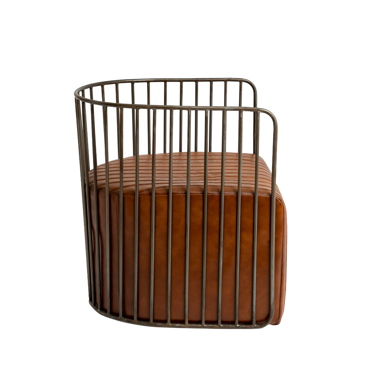 Fauteuil en cuir marron et métal Zora