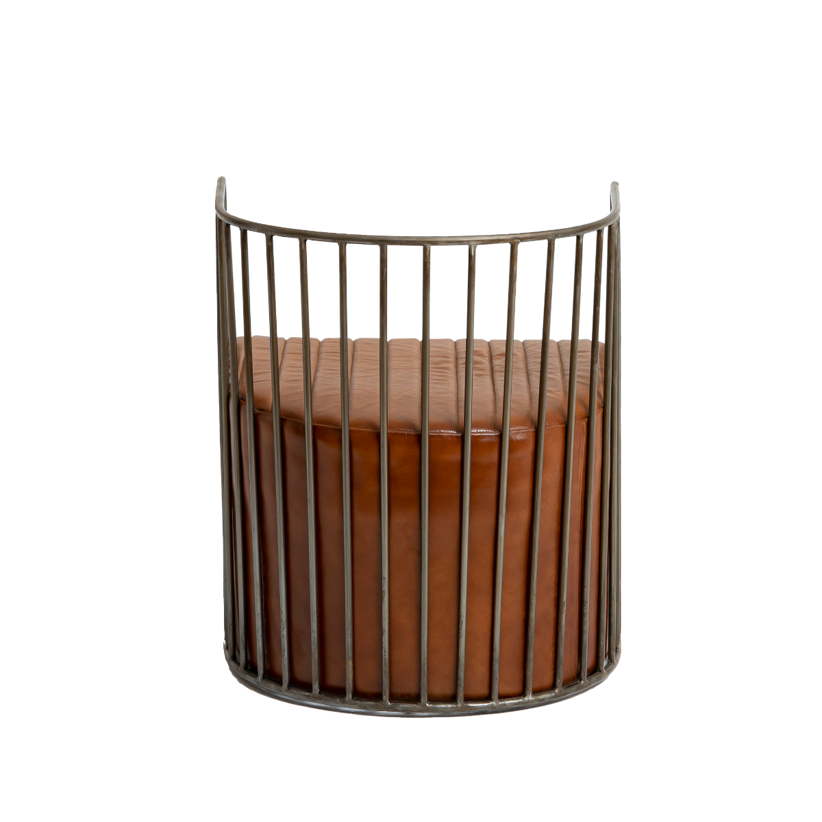 Fauteuil en cuir marron et métal Zora