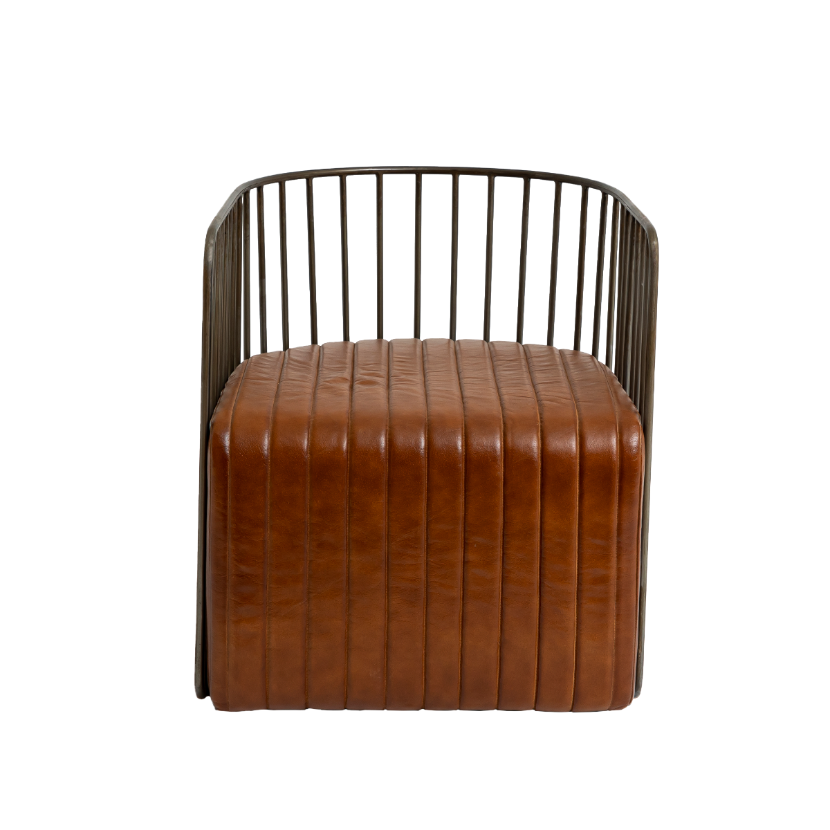 Fauteuil en cuir marron et métal Zora