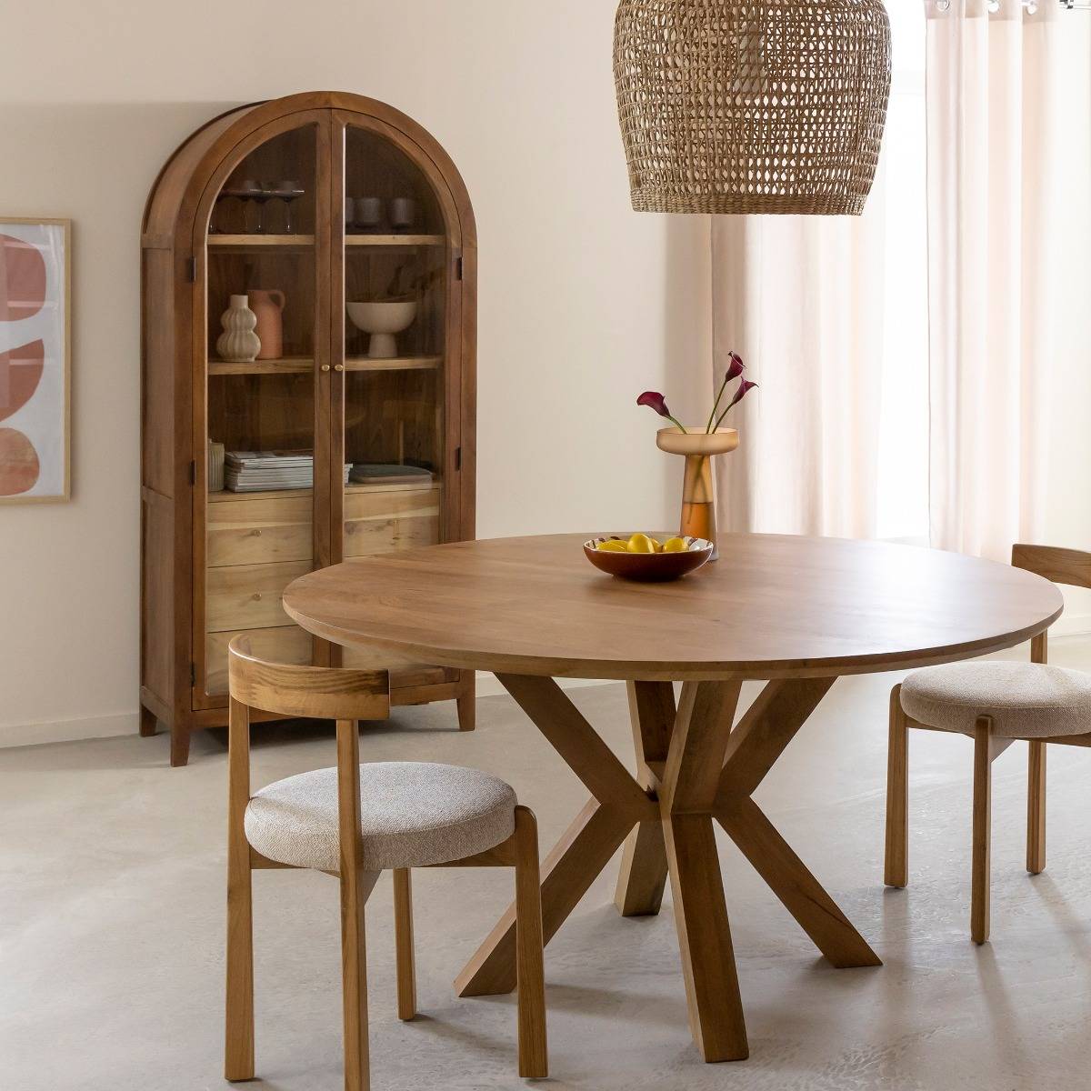 Table à manger ronde en manguier Maloé