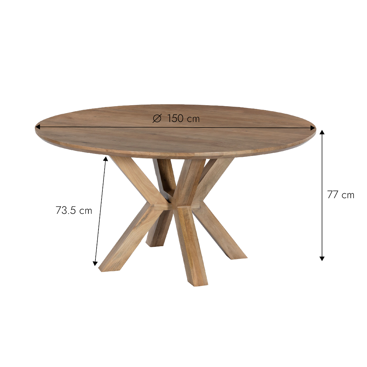 Table à manger ronde en manguier Maloé