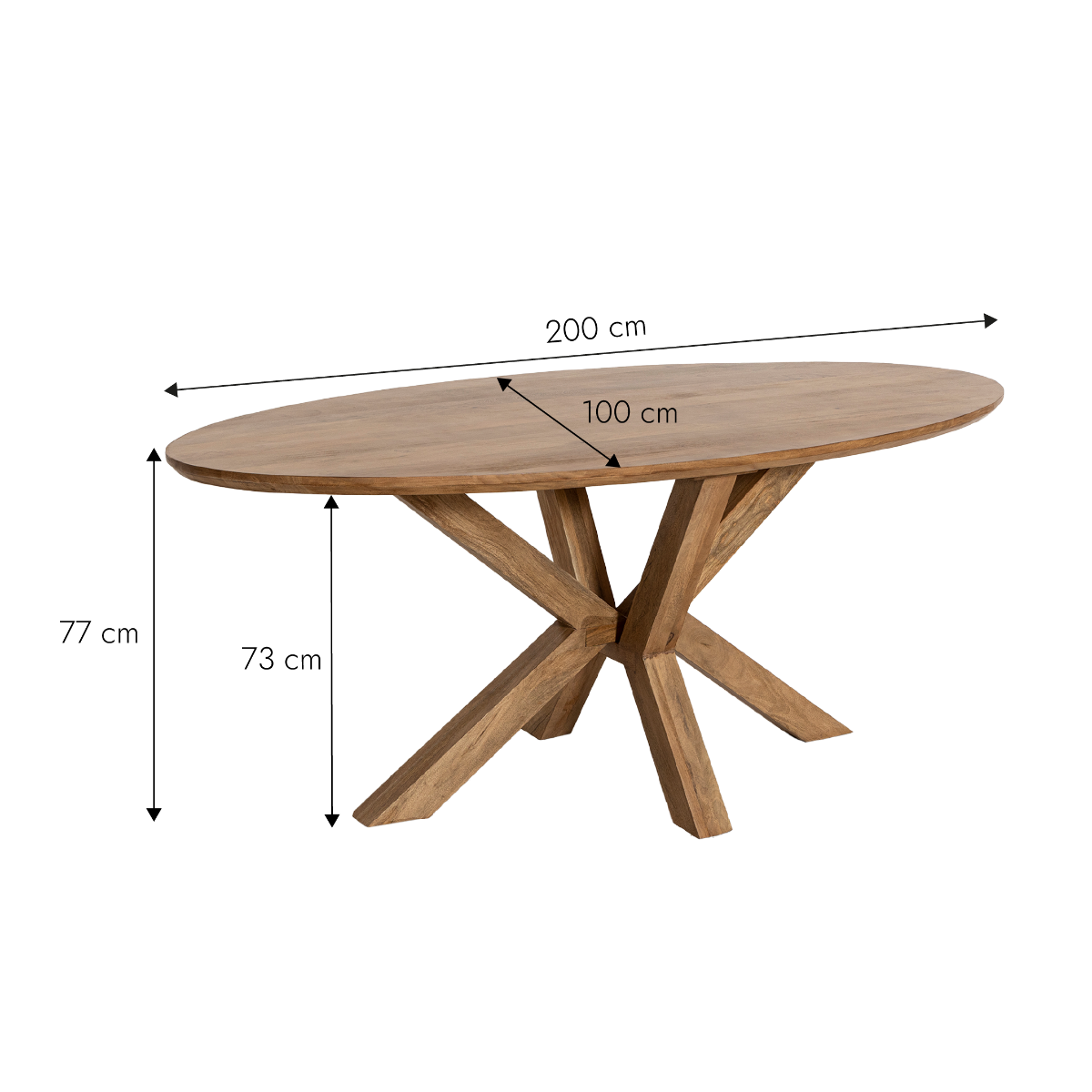 Table à manger ovale en bois de manguier Maloé
