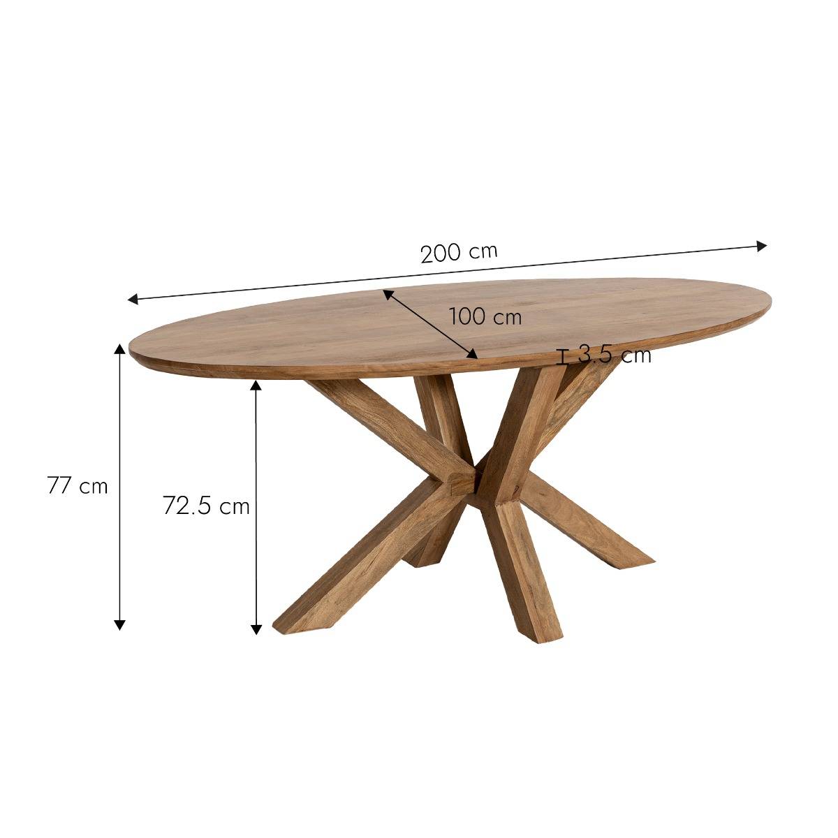 Table à manger ovale en bois de manguier Maloé