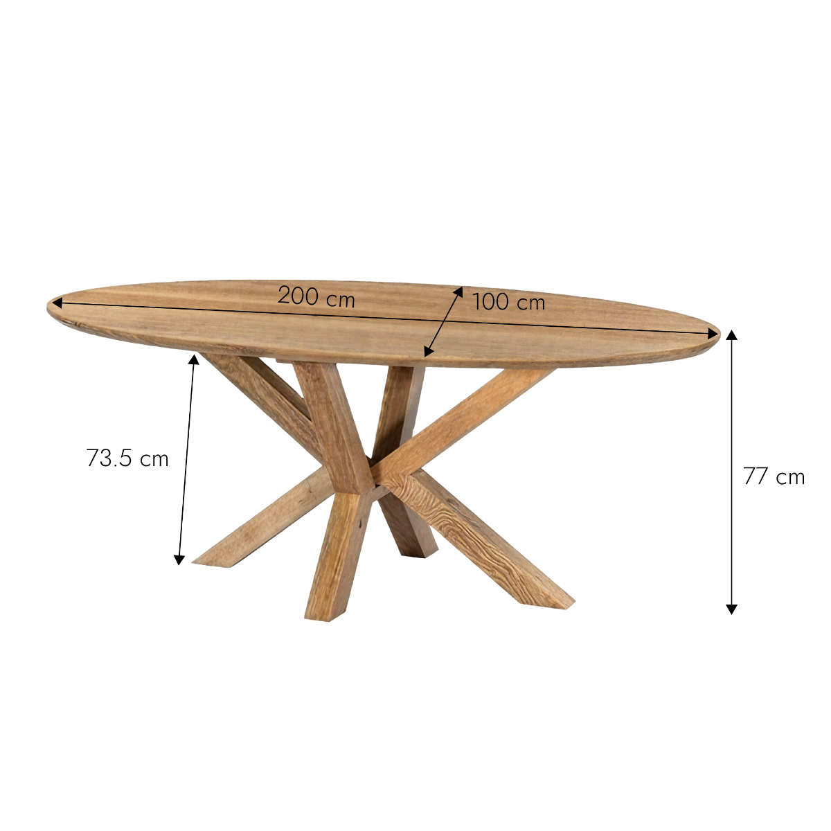 Table à manger ovale en bois de manguier Maloé