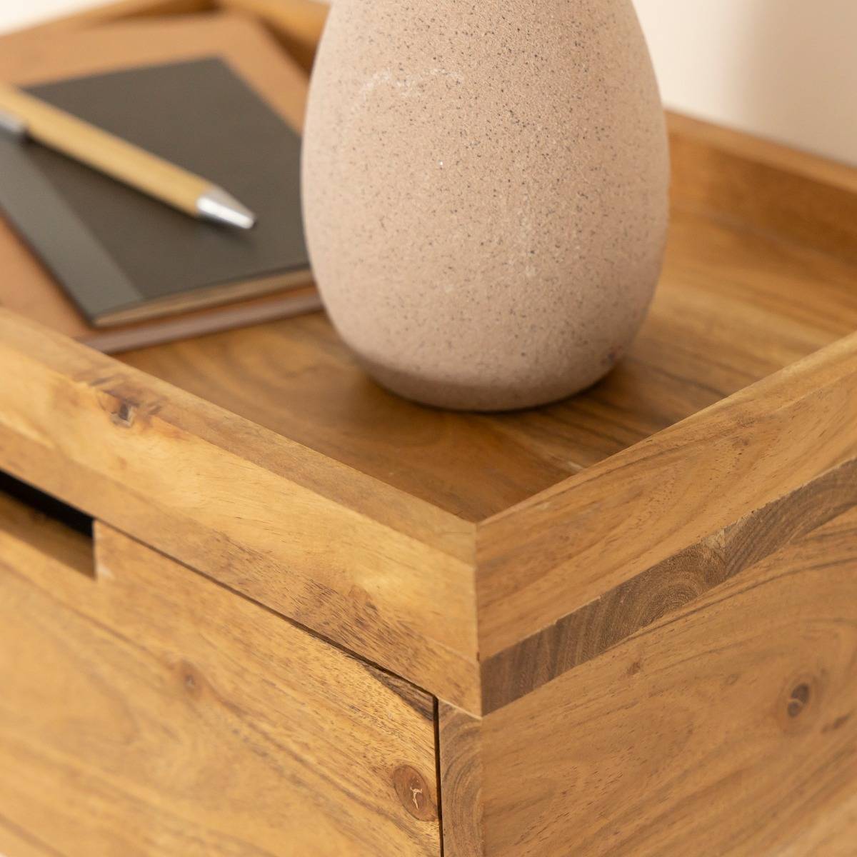 Etagère murale carrée en bois d'acacia Orane