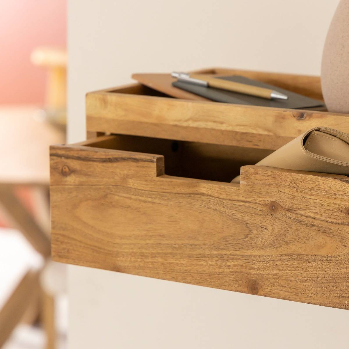 Etagère murale carrée en bois d'acacia Orane