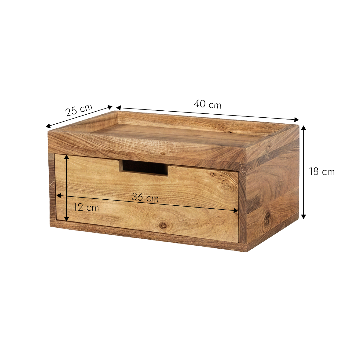 Etagère murale carrée en bois d'acacia Orane
