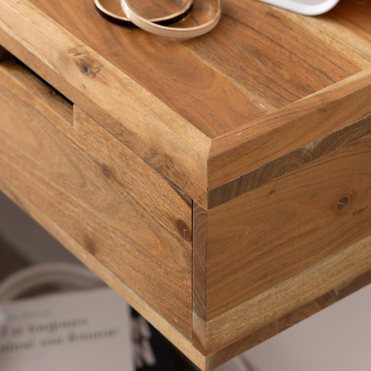 Table de chevet murale carrée en bois d'acacia Orane
