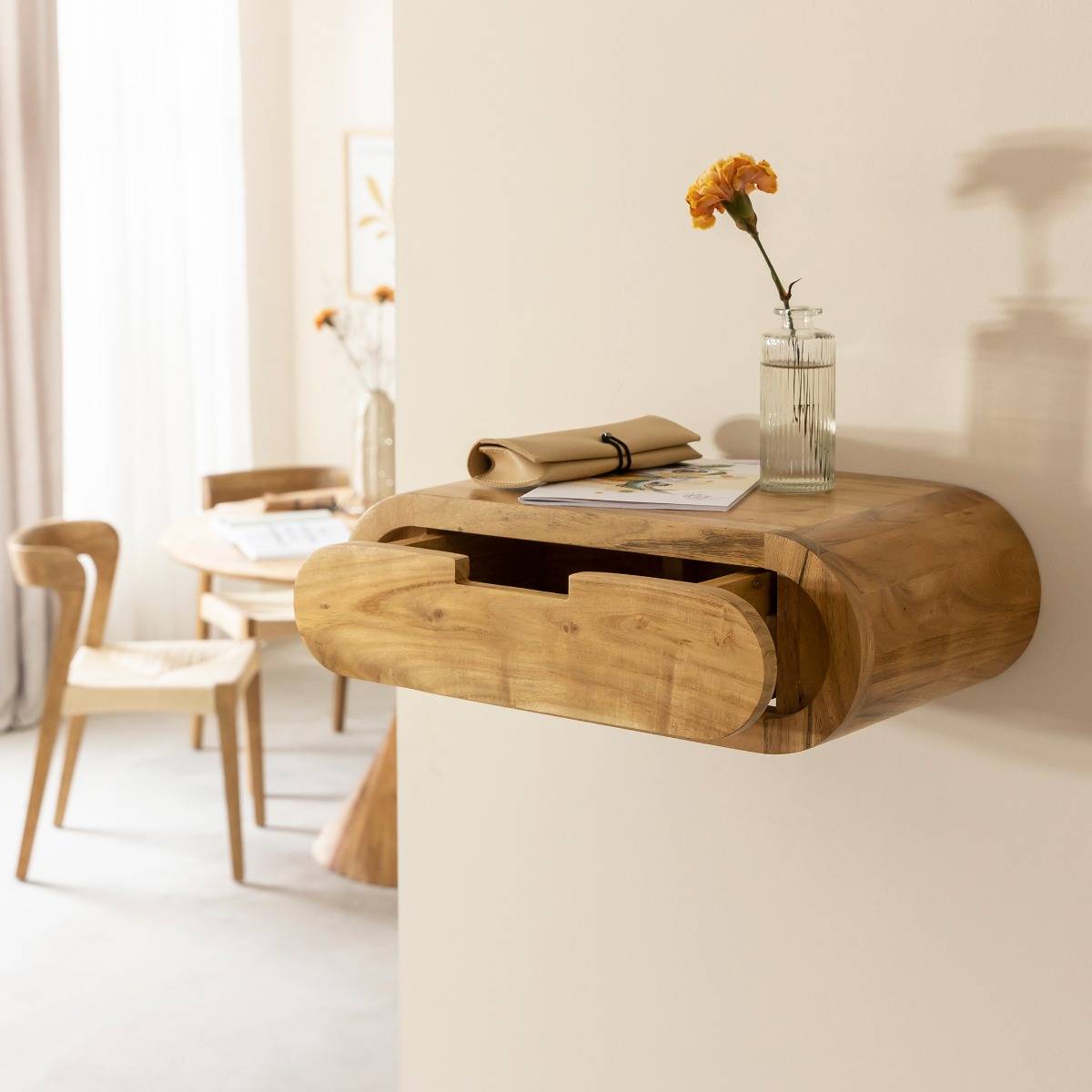 Etagère murale arrondie en bois d'acacia Orane
