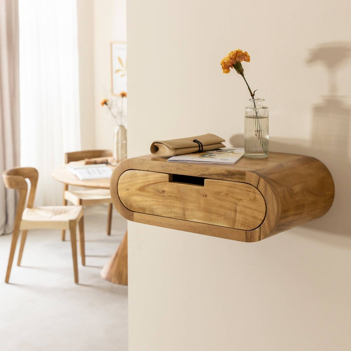Etagère murale arrondie en bois d'acacia Orane