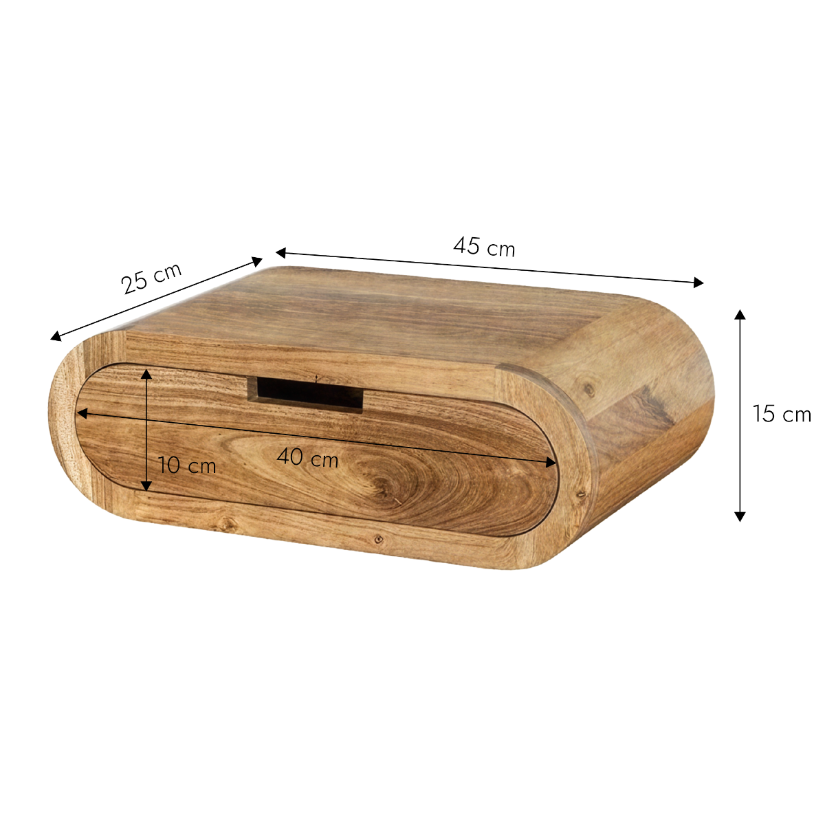 Etagère murale arrondie en bois d'acacia Orane