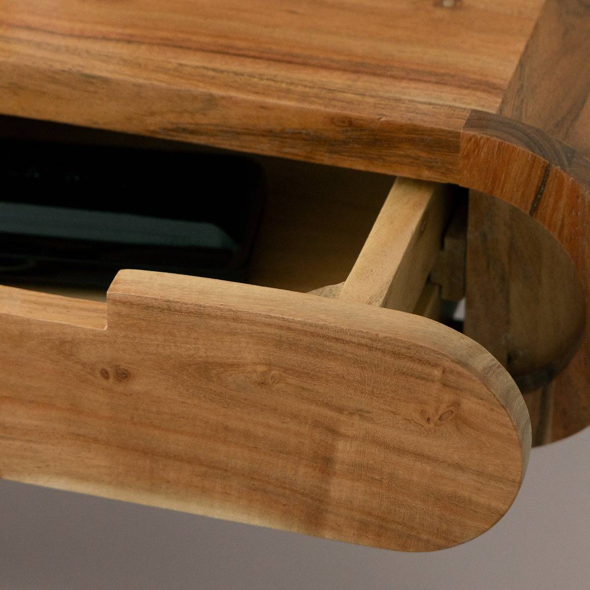 Table de chevet murale arrondie en bois d'acacia Orane
