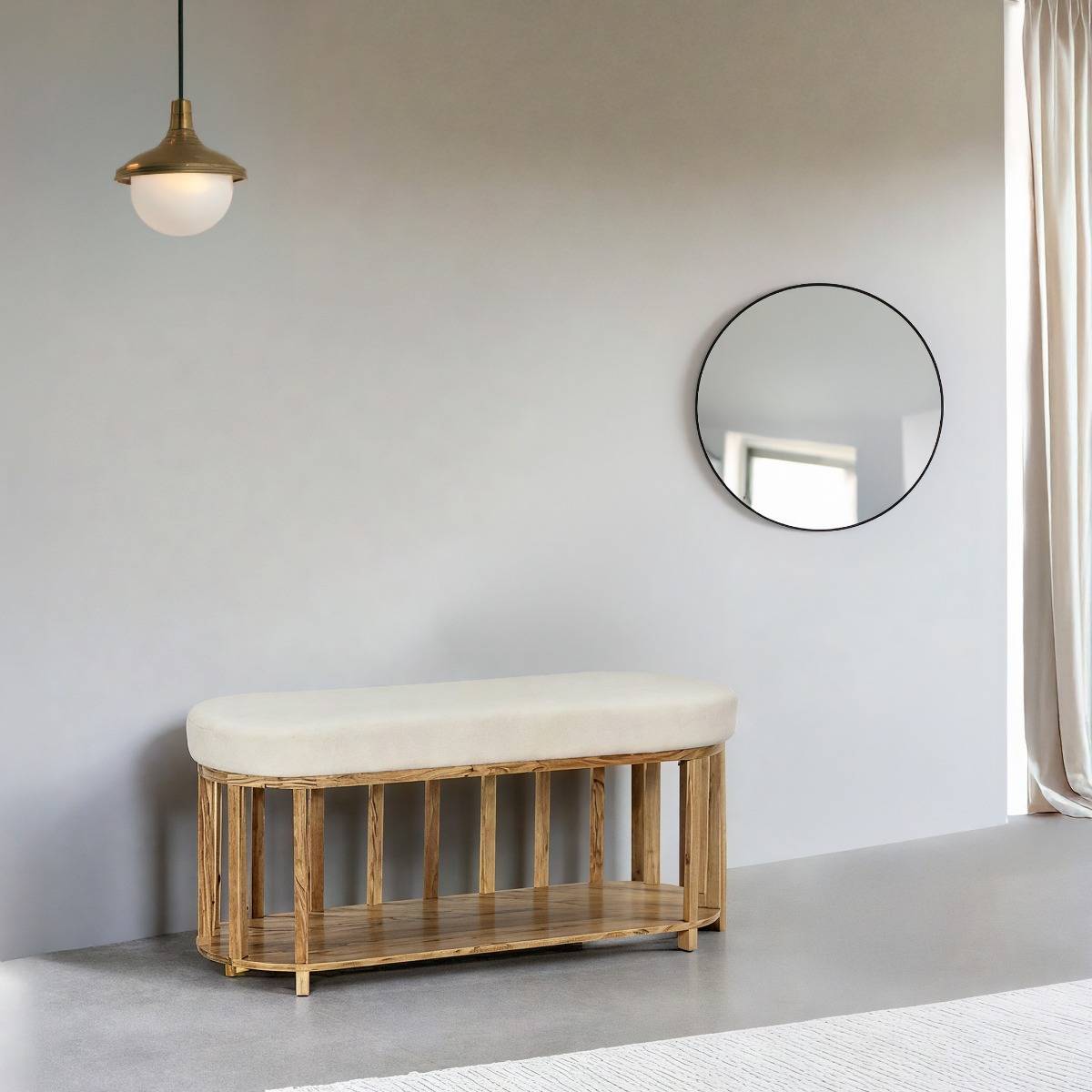 Banc en bois d'acacia et tissu Orane