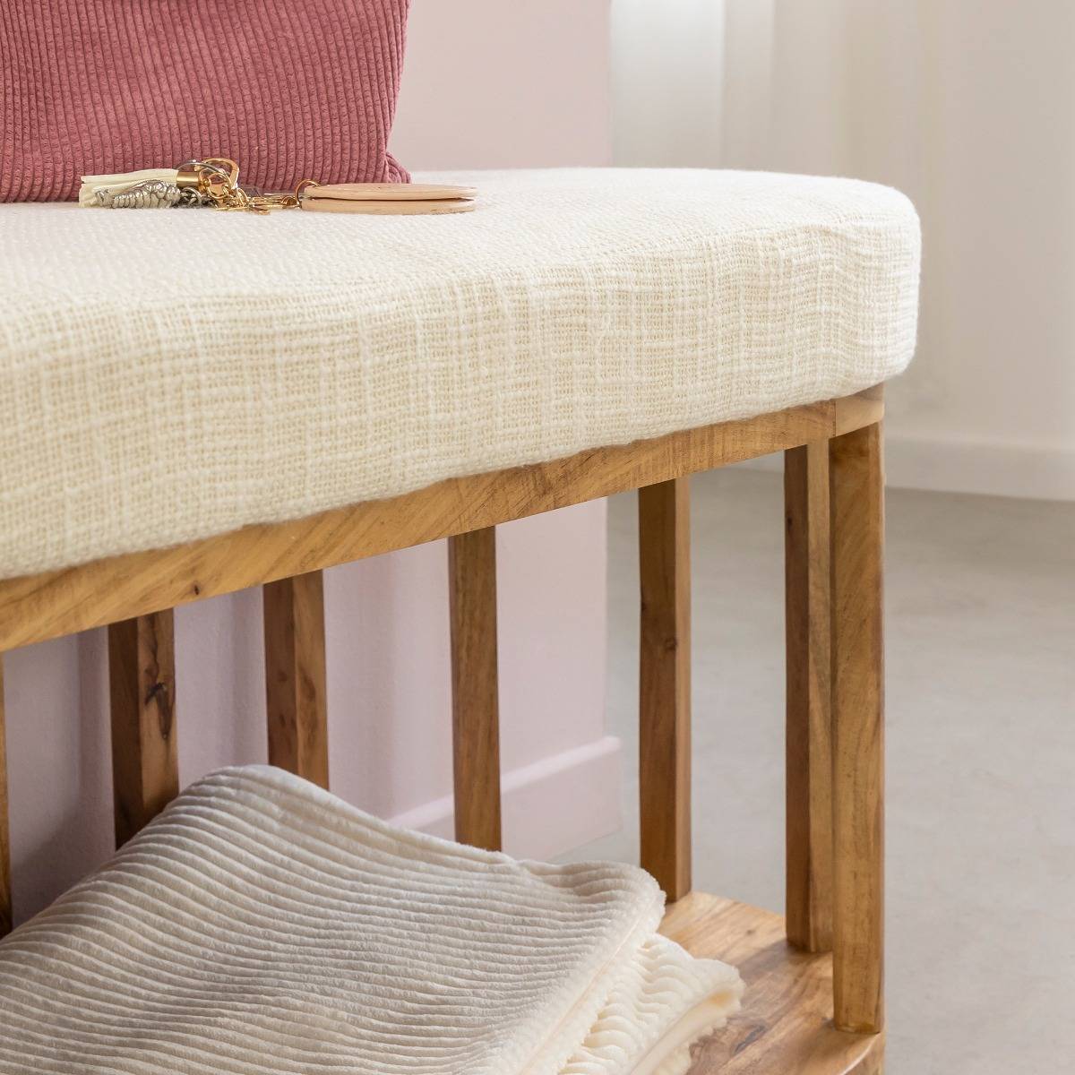 Banc en bois d'acacia et tissu Orane