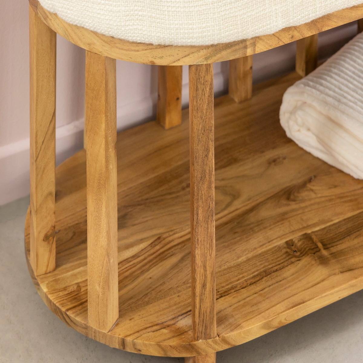 Banc en bois d'acacia et tissu Orane