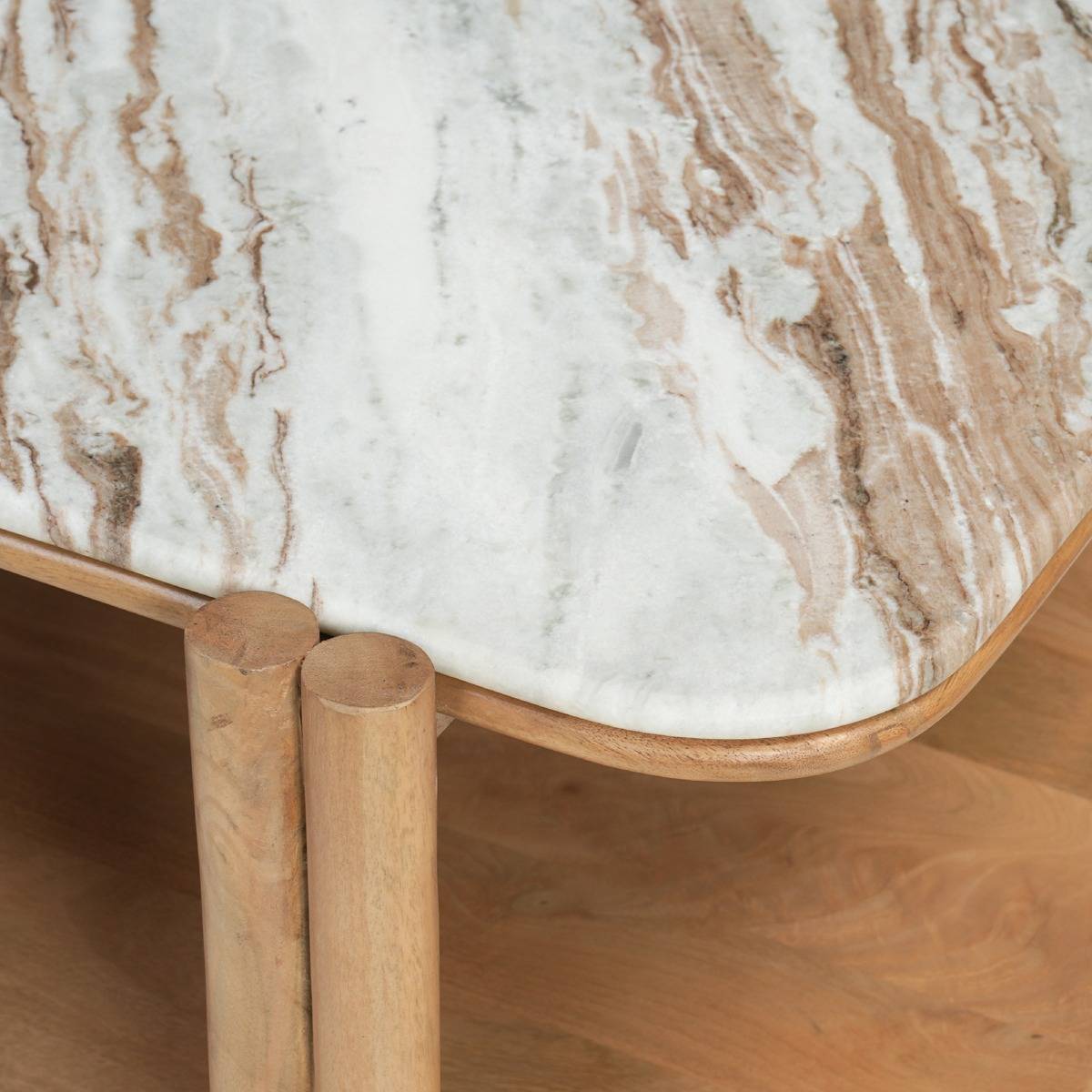 Table basse en bois de manguier et en marbre Amély