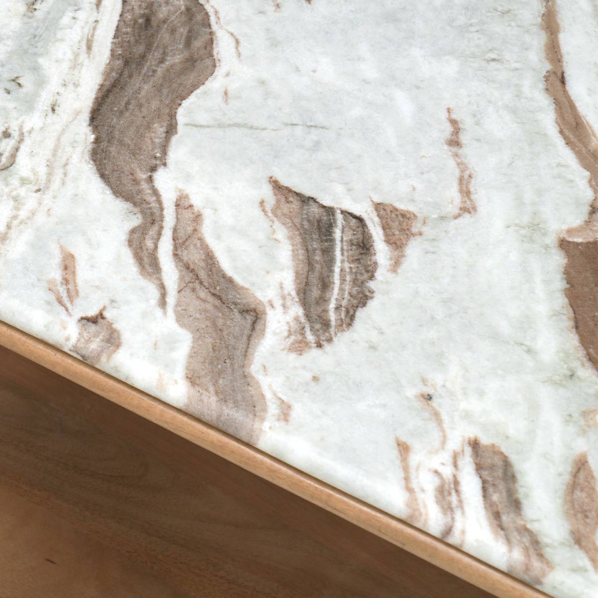 Table basse en bois de manguier et en marbre Amély