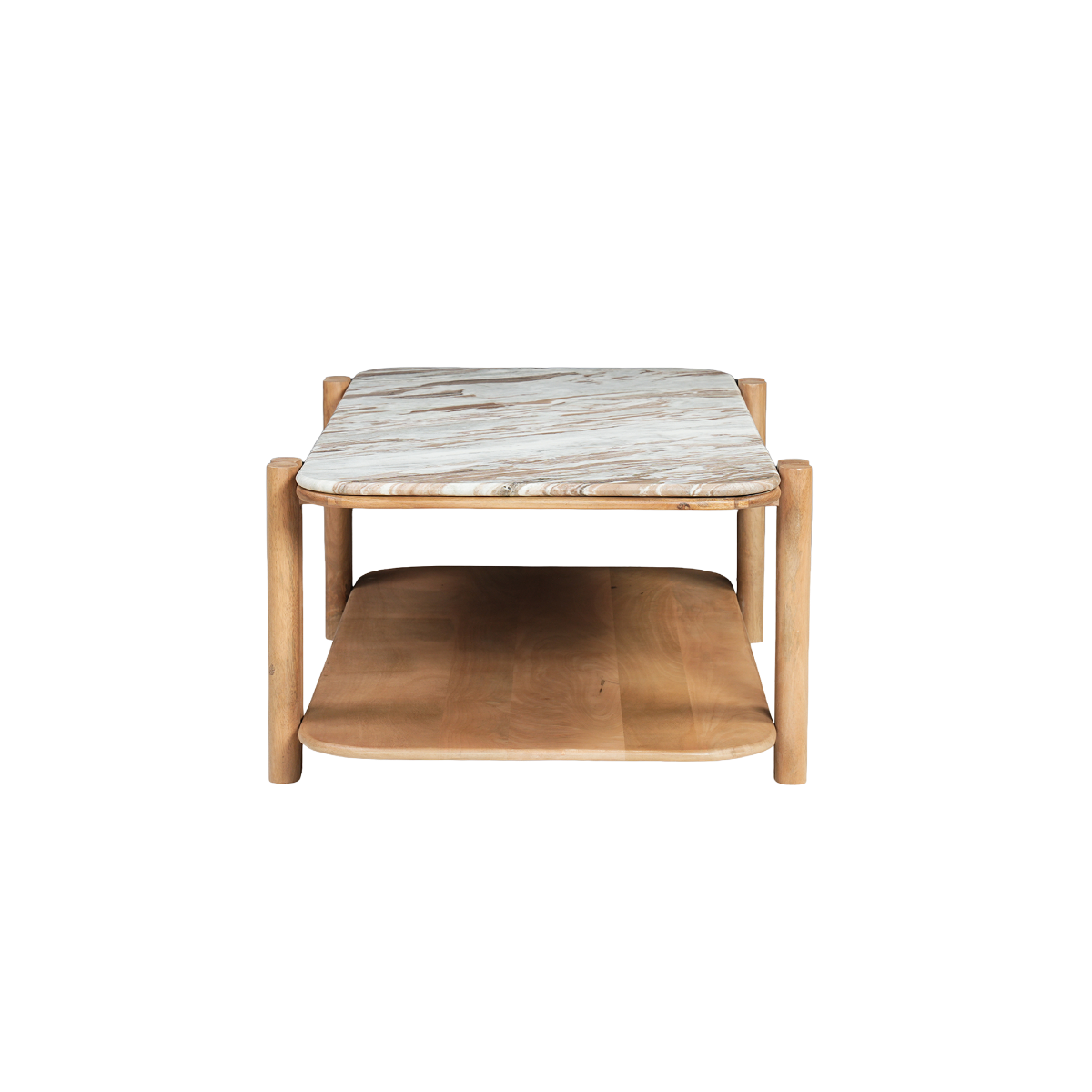 Table basse en bois de manguier et en marbre Amély