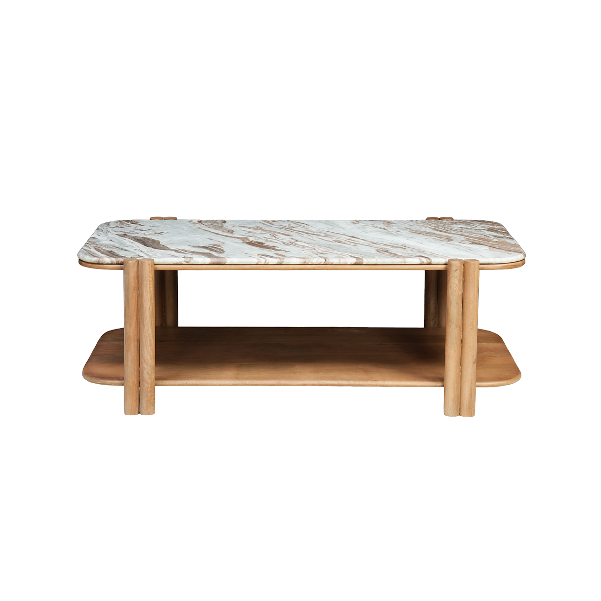 Table basse en bois de manguier et en marbre Amély
