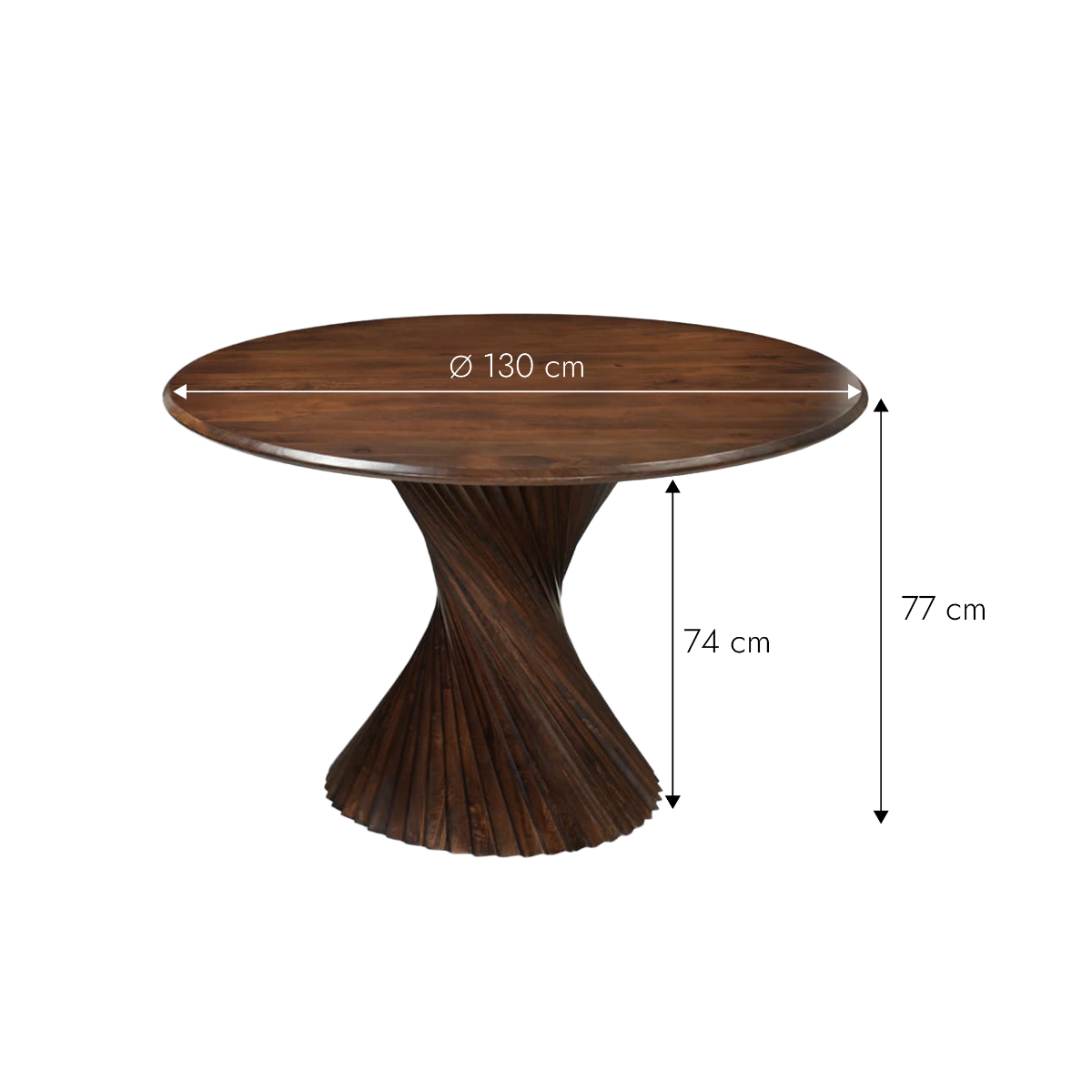 Table à manger ronde en bois de manguier Orelian