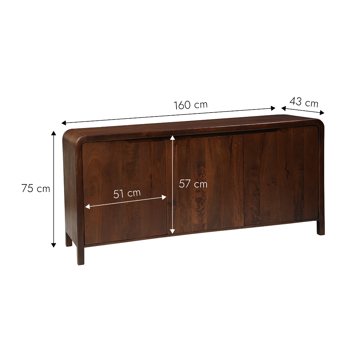 Buffet en bois de manguier foncé Noriel