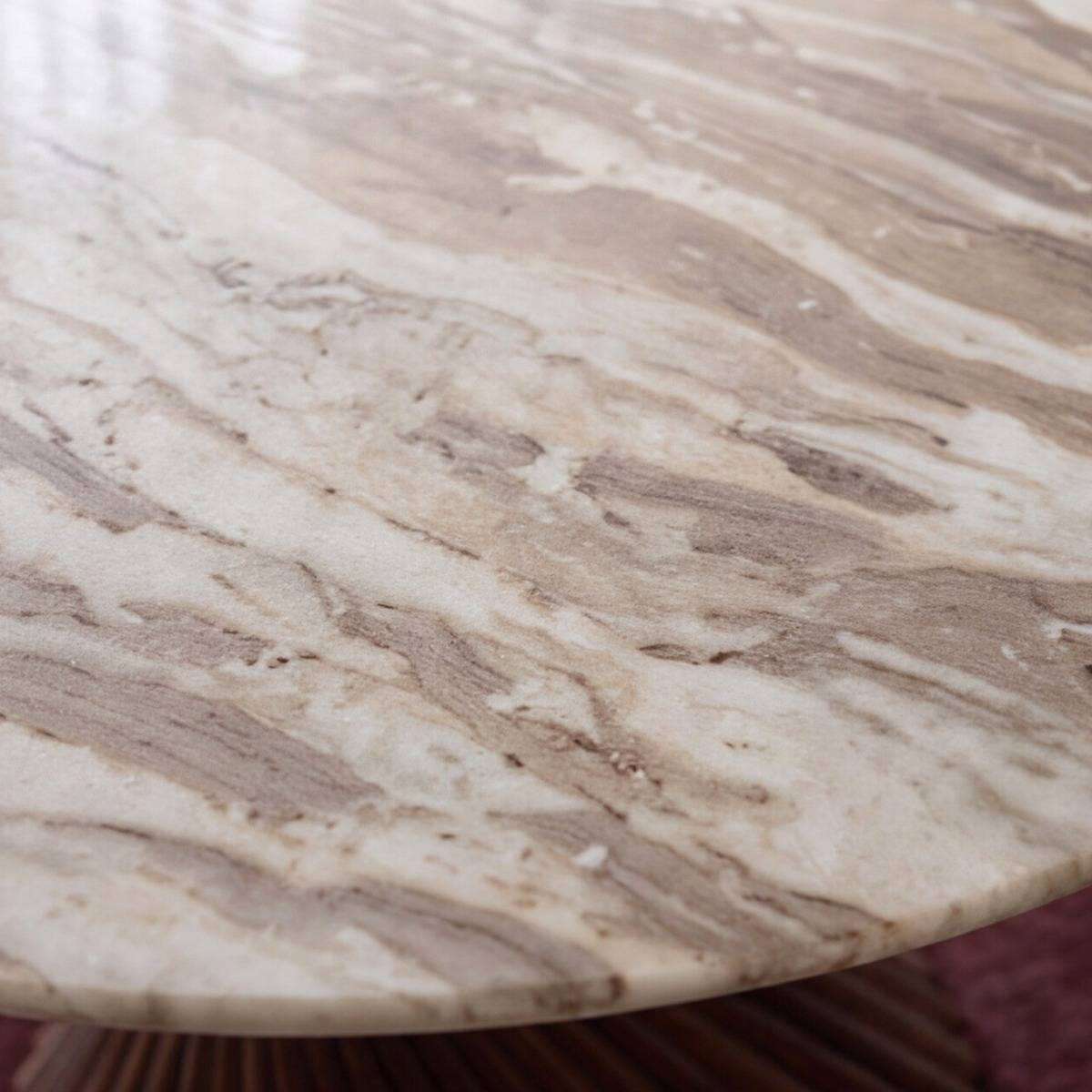 Table à manger ronde en bois de manguier et marbre Roselia