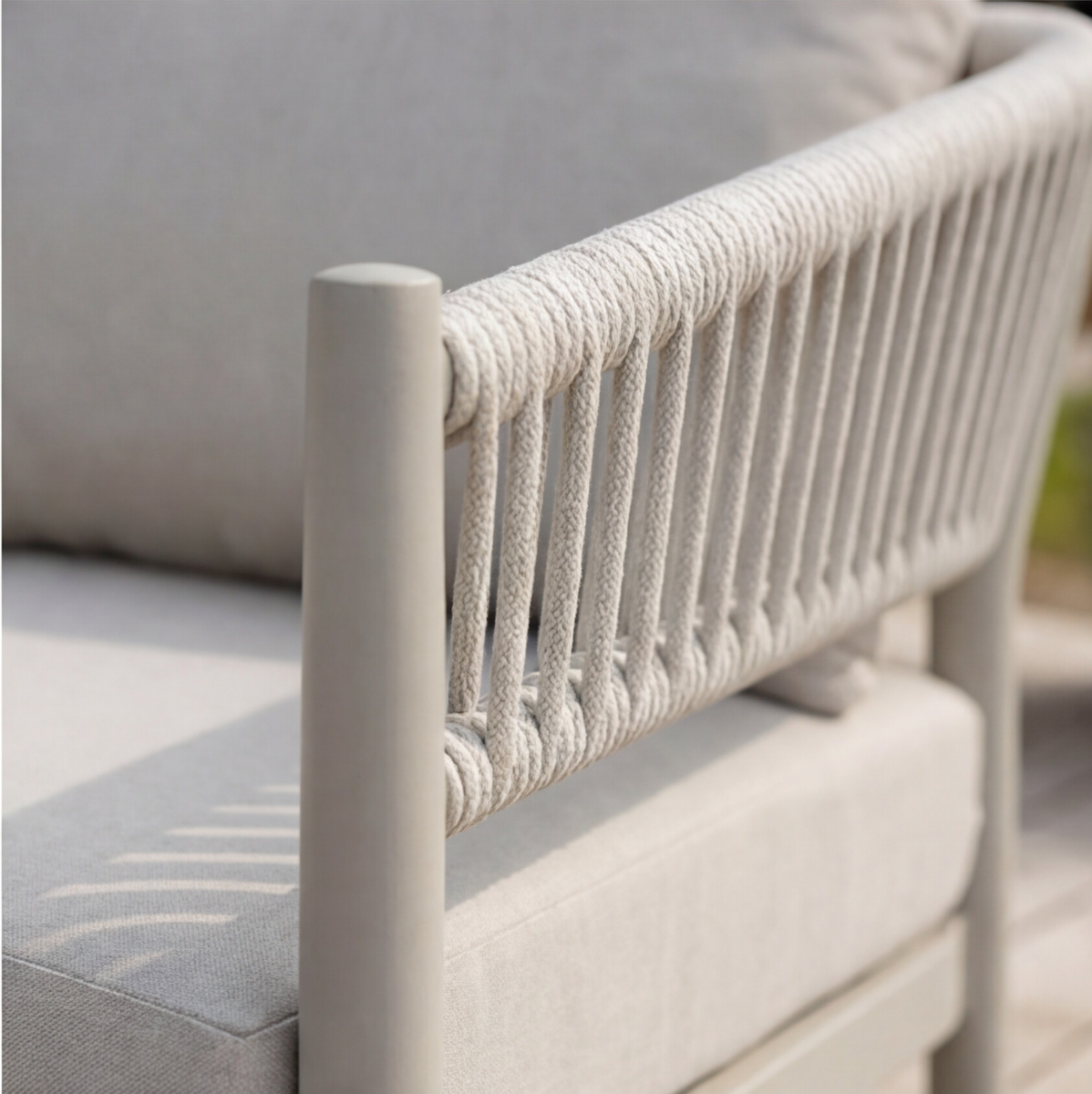 Salon de jardin à cordes 5 places gris taupe Sayen