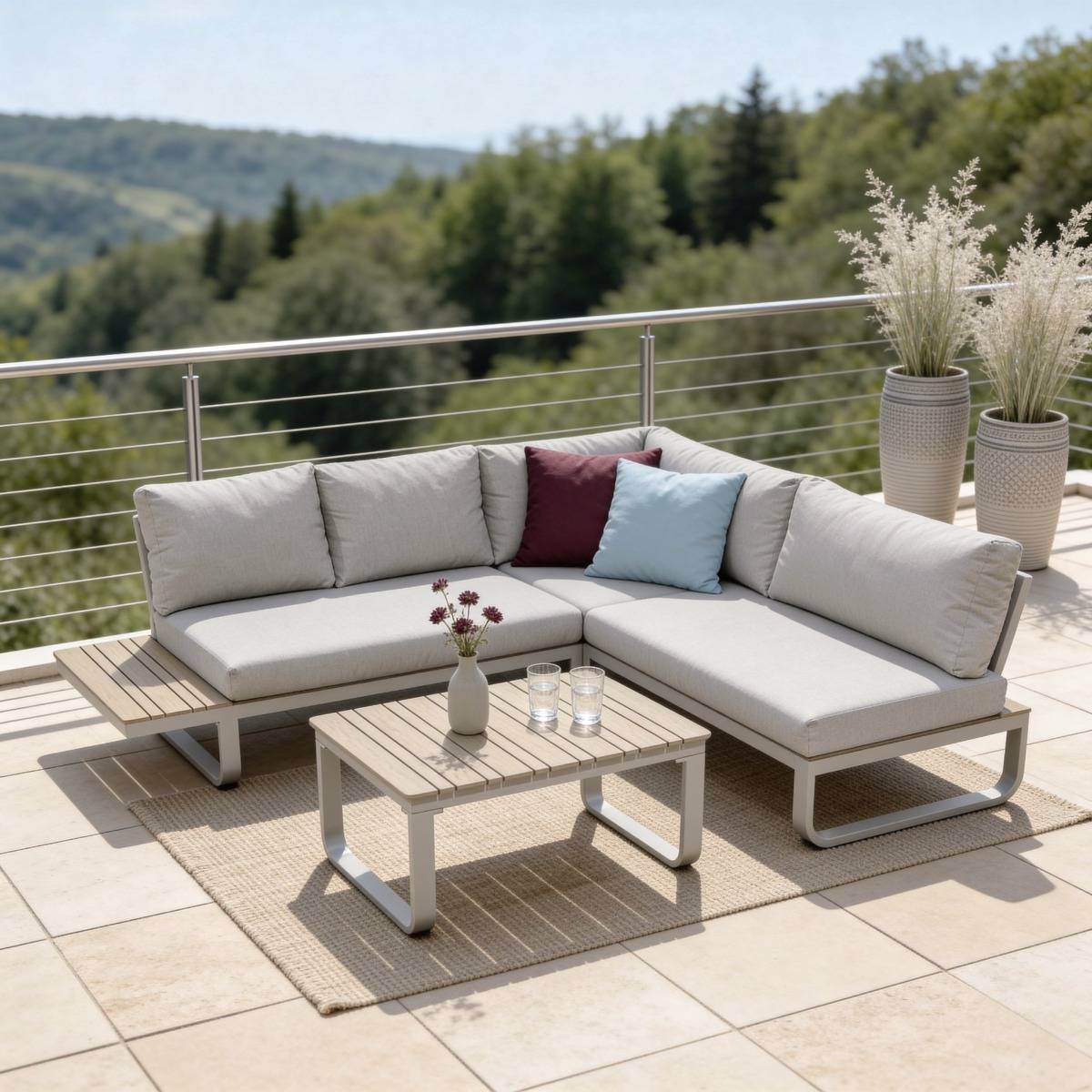 Salon de jardin en angle 4 places Persé