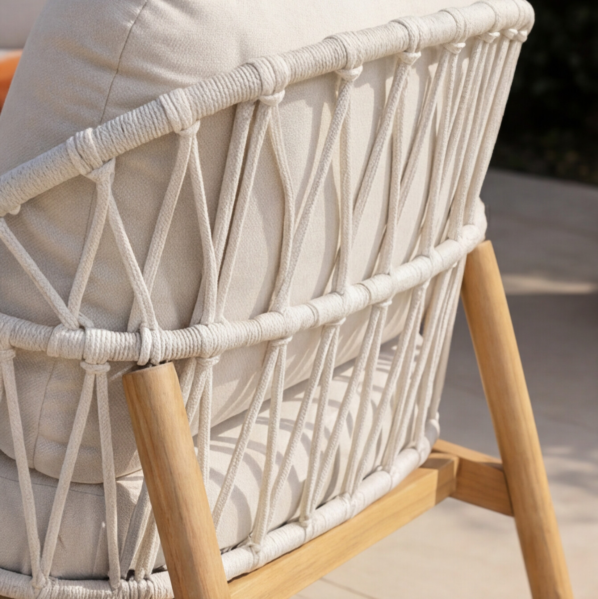 Salon de jardin à cordes 5 places gris clair Sayen