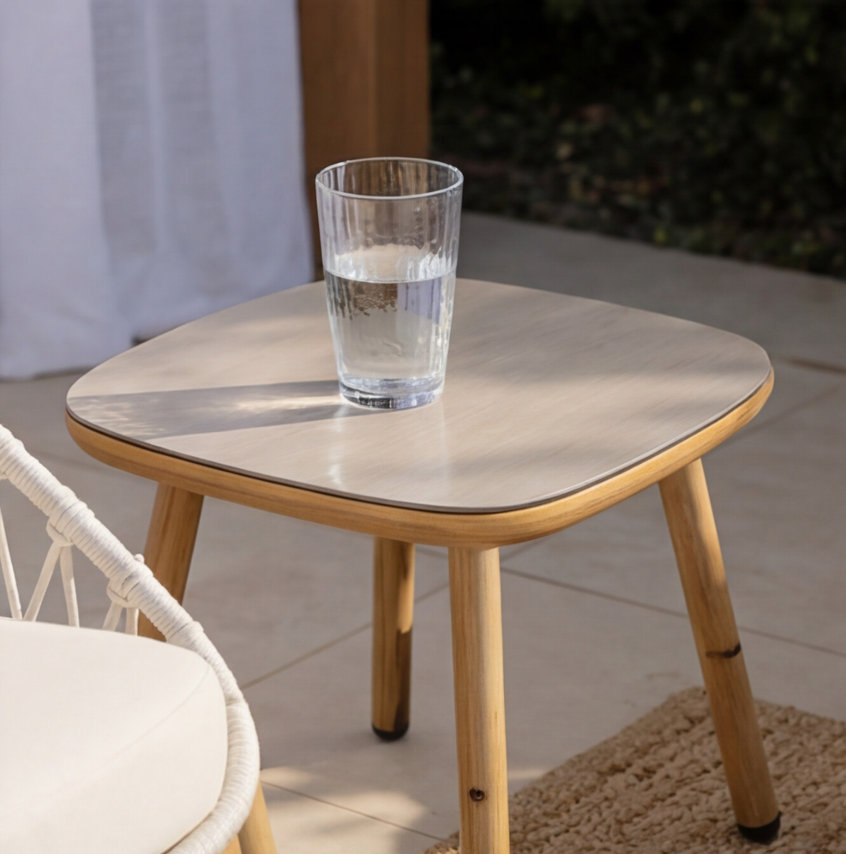 Salon de jardin à cordes 5 places gris clair Sayen