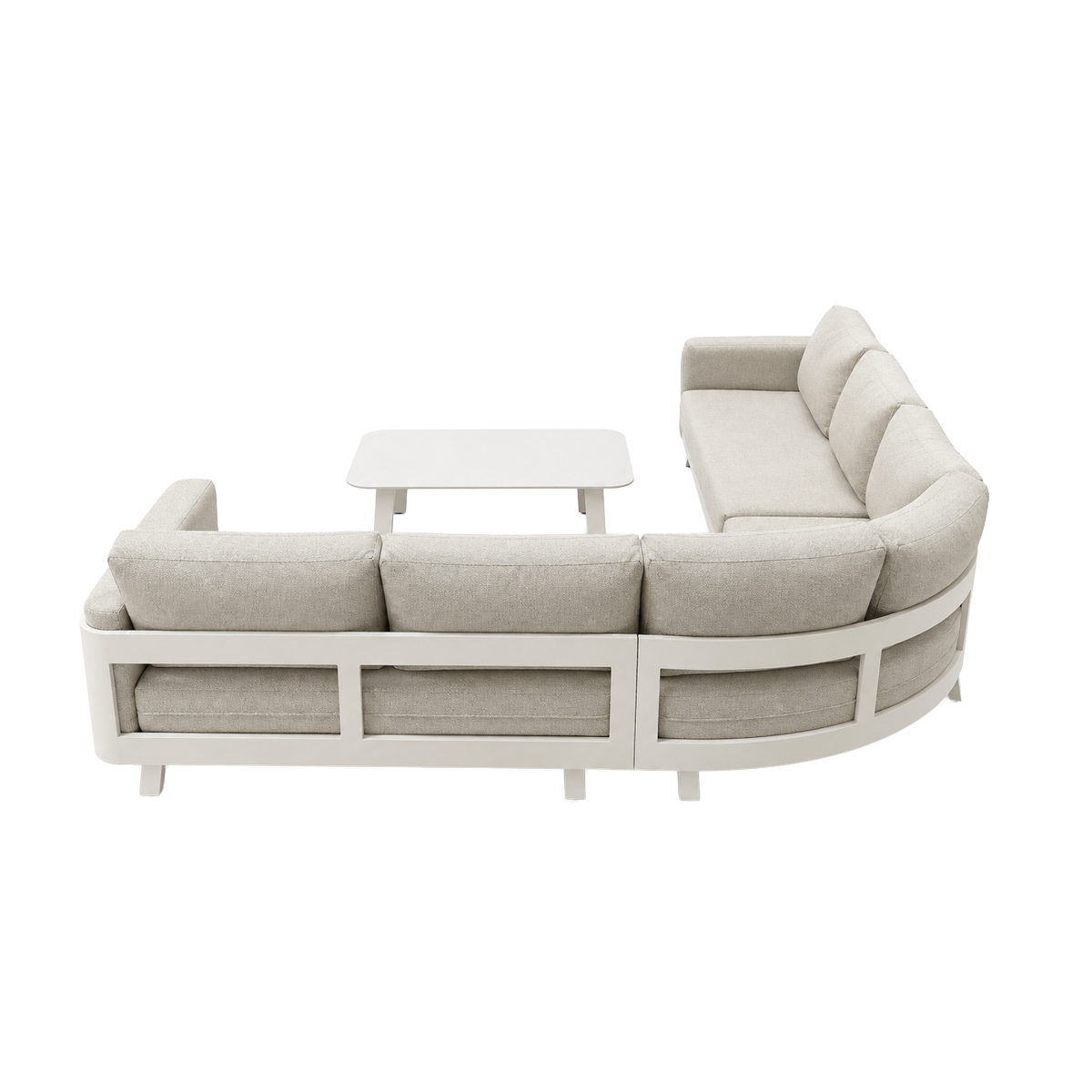 Salon de jardin d'angle en aluminium et tissu taupe Yanna