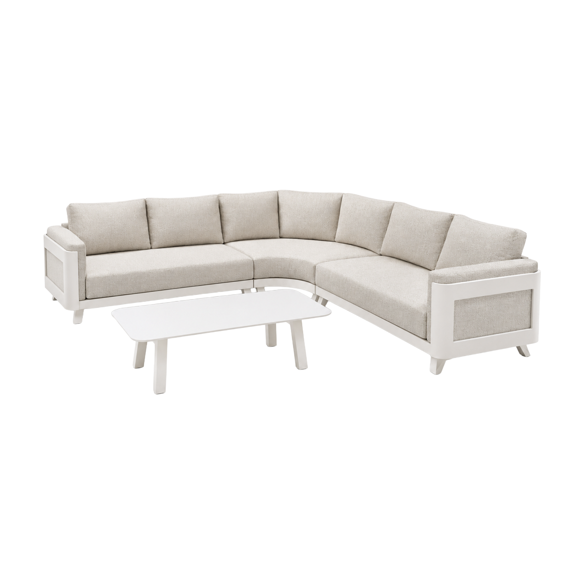 Salon de jardin d'angle en aluminium et tissu taupe Yanna