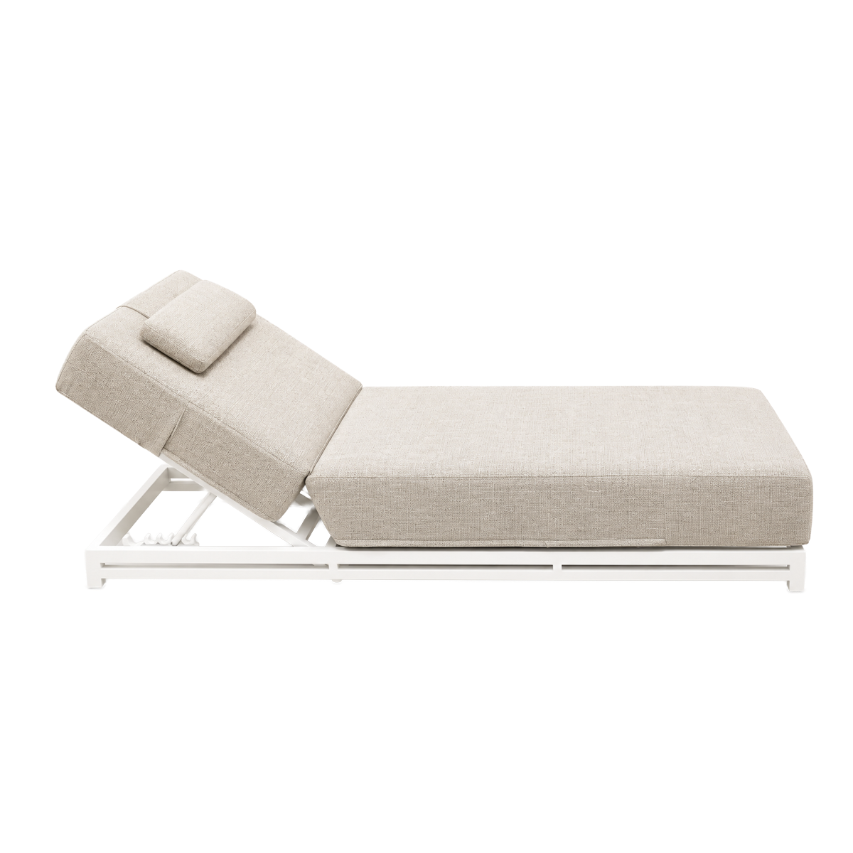 Bain de soleil avec coussin inclinable en tissu taupe Adela