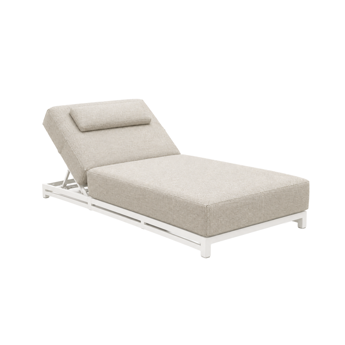 Bain de soleil avec coussin inclinable en tissu taupe Adela