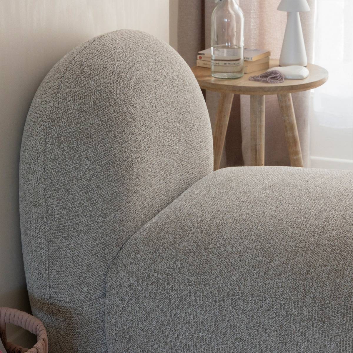Module central canapé en tissu bouclette gris Calya