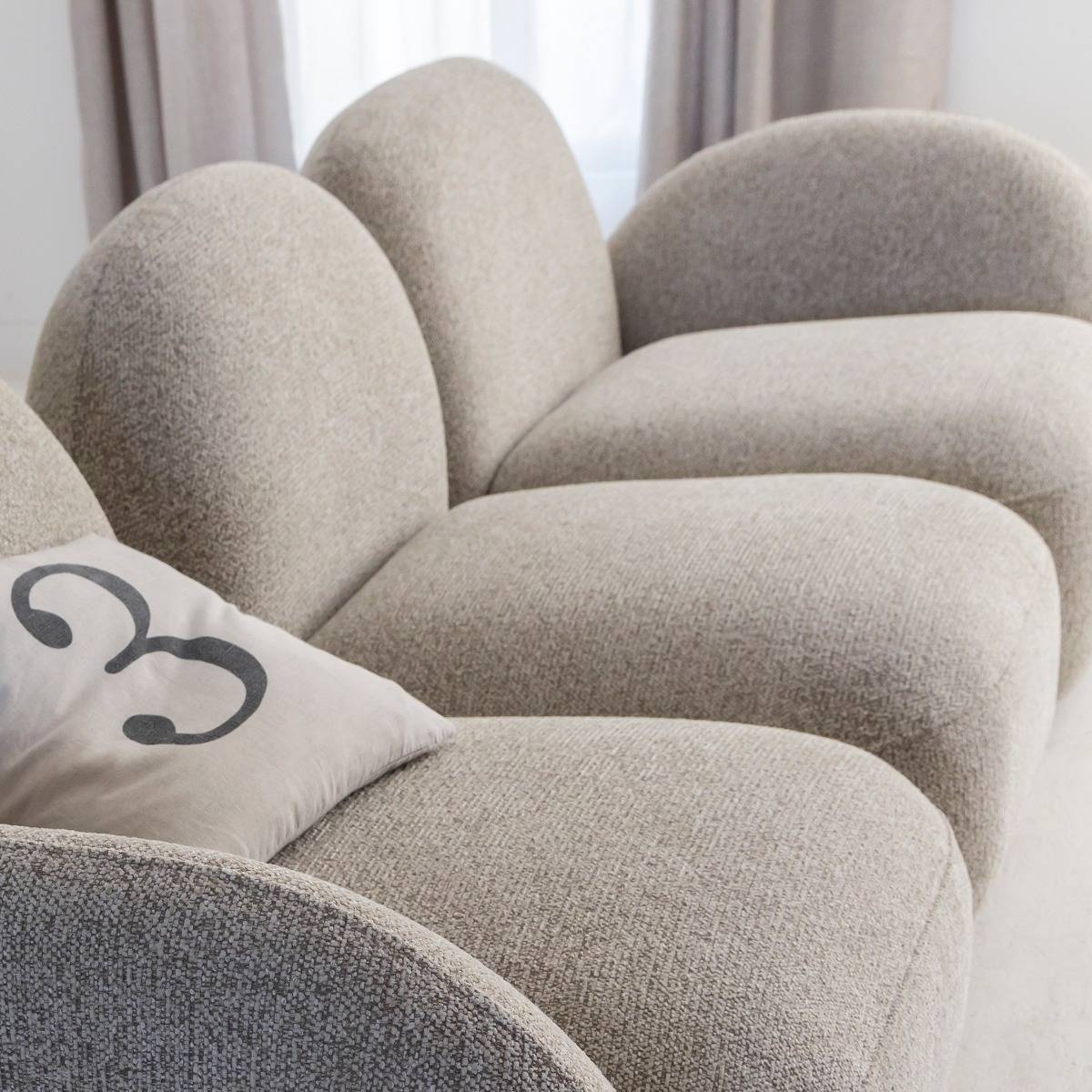 Canapé 3 modules en tissu bouclette gris Calya