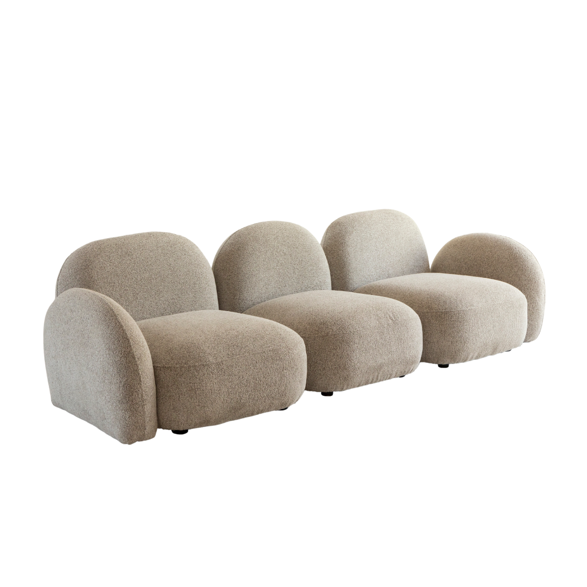 Canapé 3 modules en tissu bouclette gris Calya