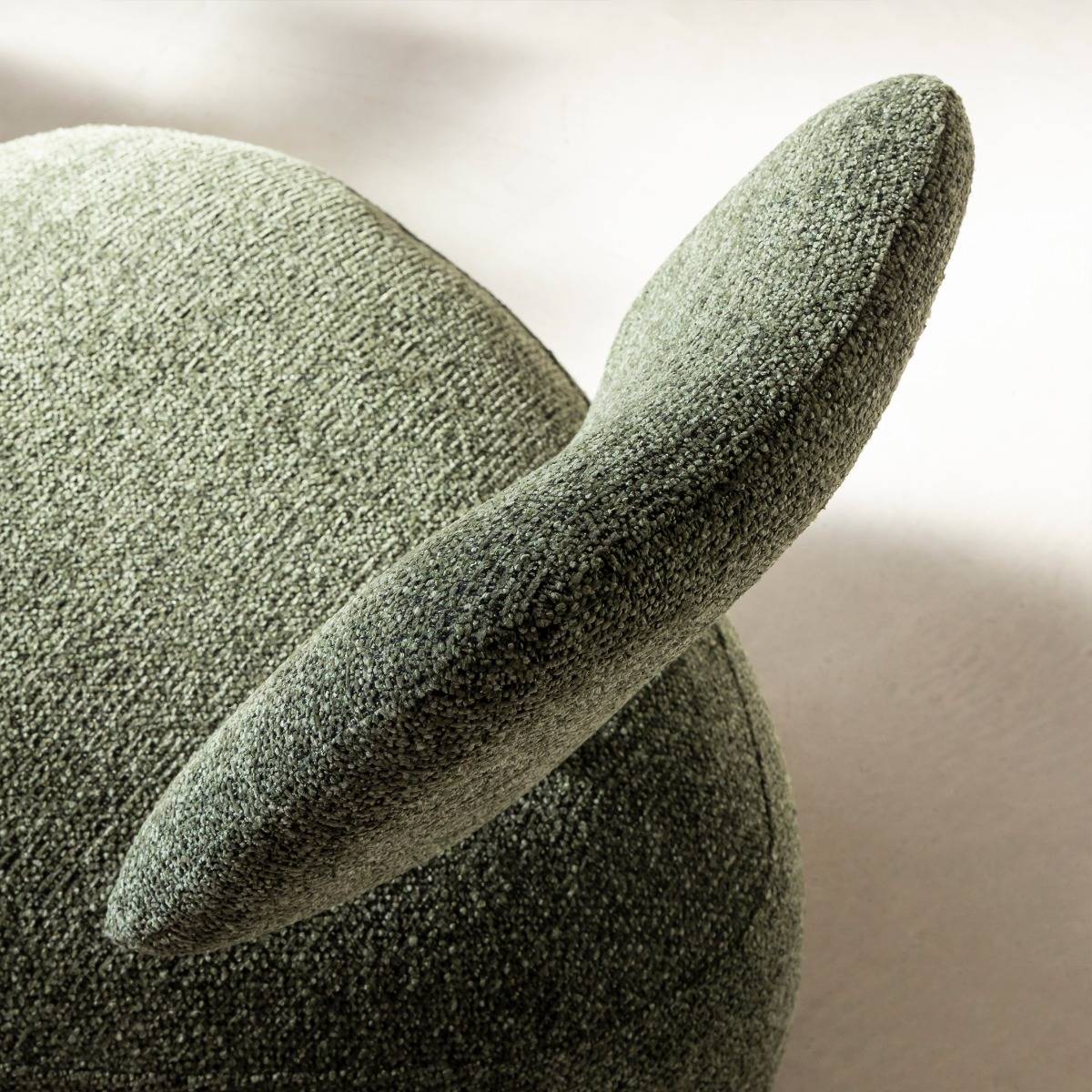 Fauteuil en tissu bouclette avec dossier vert Calya