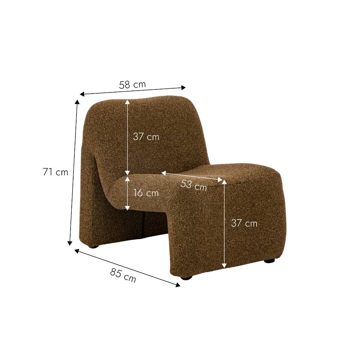 Fauteuil en tissu bouclette marron Calya