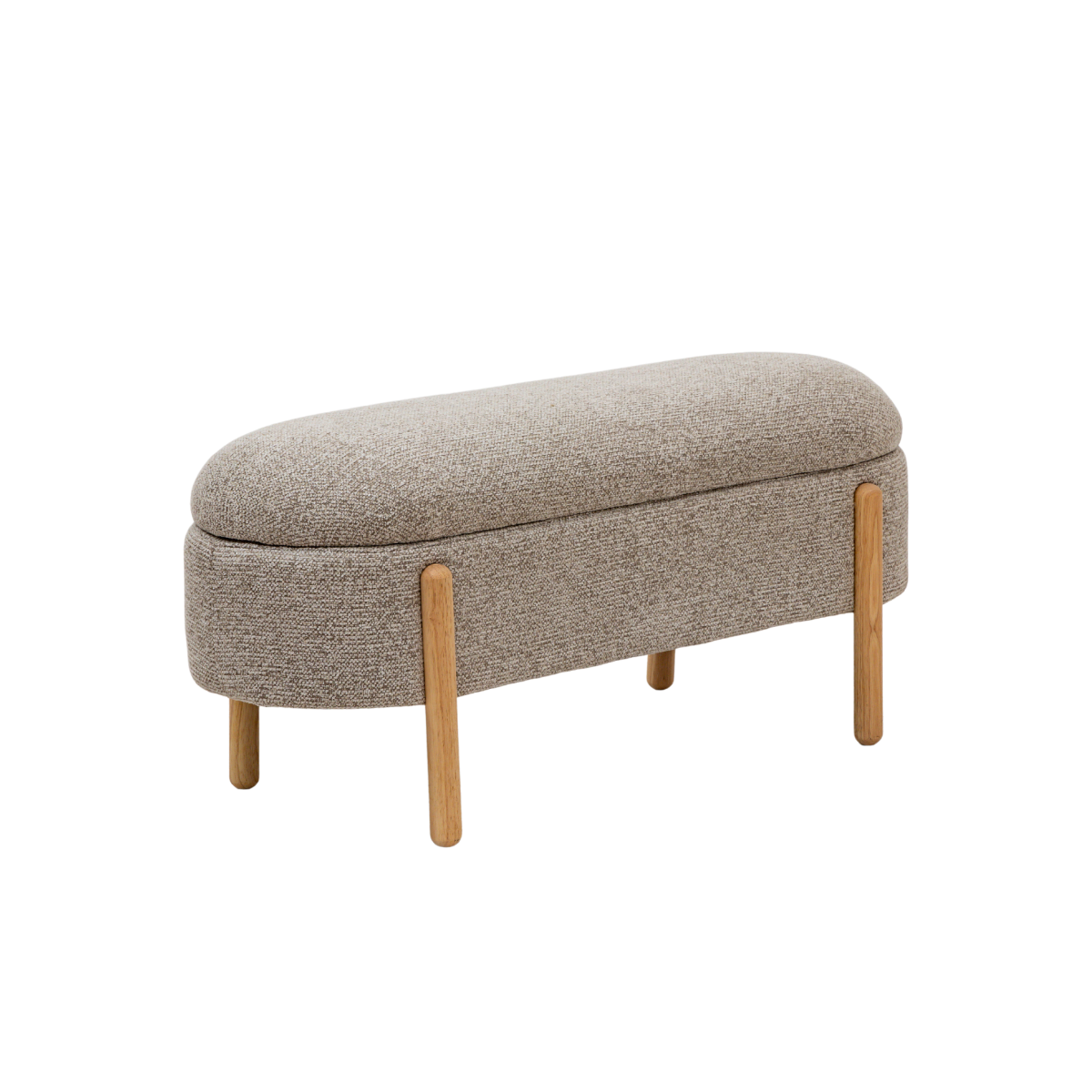 Banc en bois de pin et tissu bouclette gris clair Calya