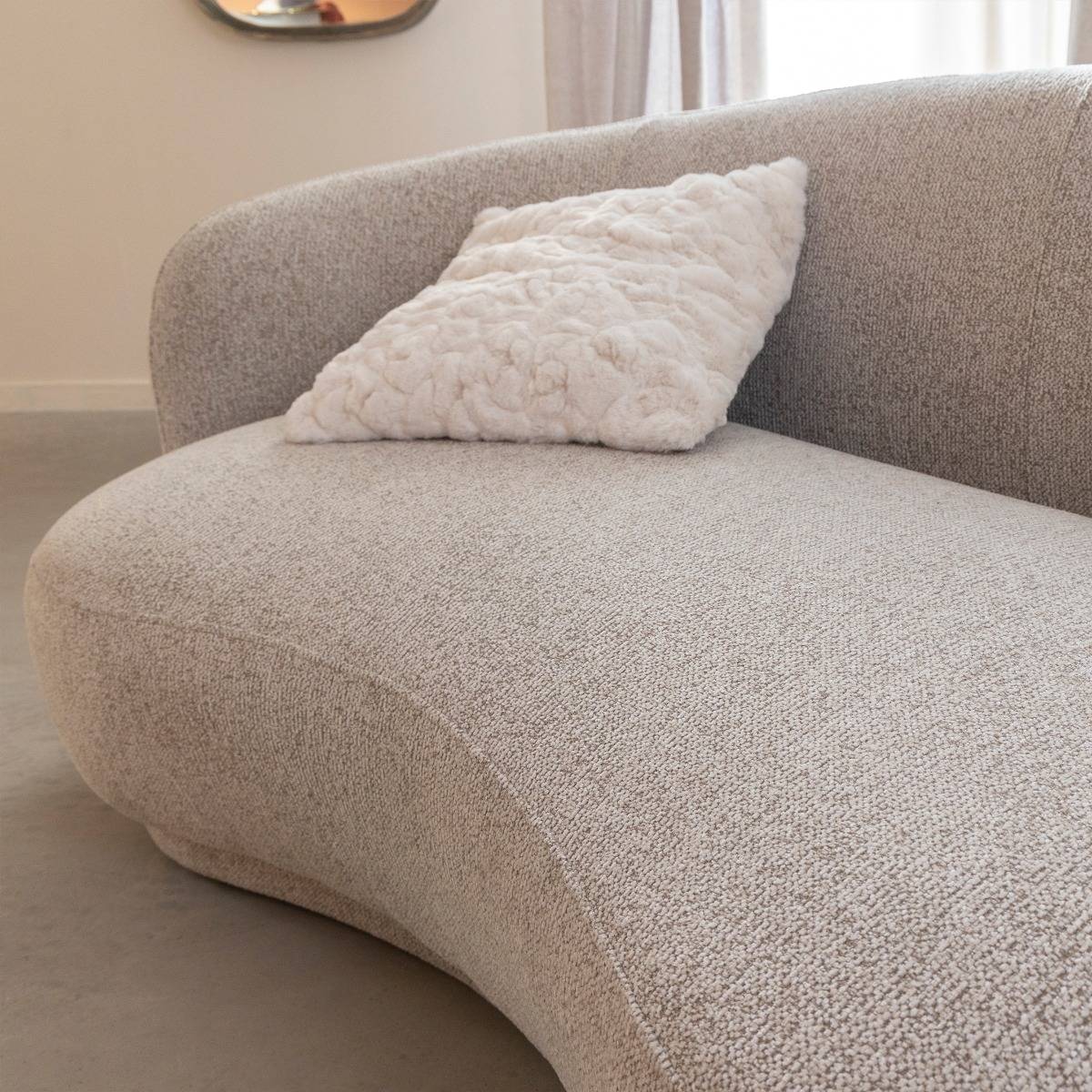 Canapé en tissu bouclette gris 3 places Calya