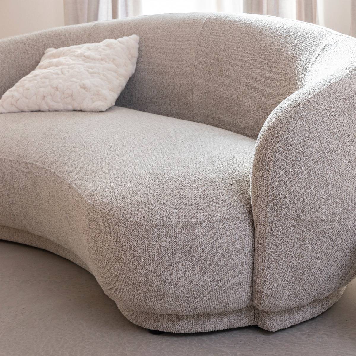 Canapé en tissu bouclette gris 3 places Calya