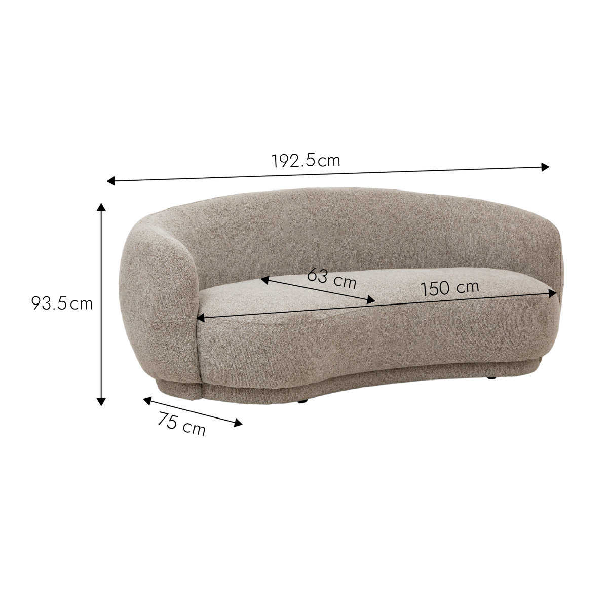 Canapé en tissu bouclette gris 3 places Maddy