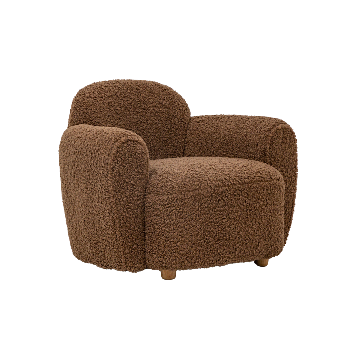 Fauteuil club en tissu bouclette marron Calya