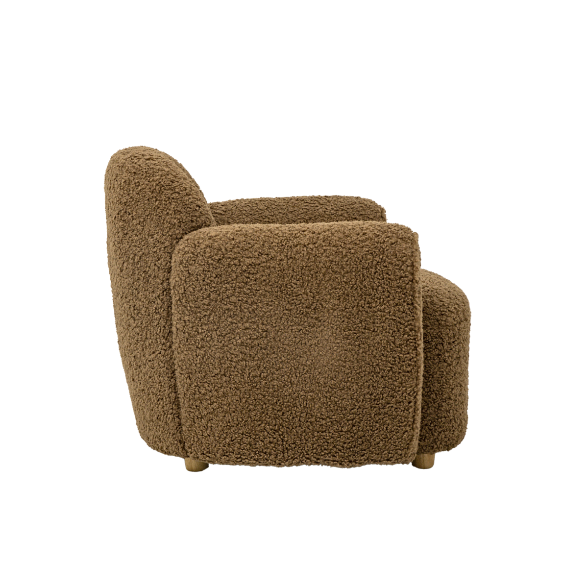 Fauteuil club en tissu bouclette marron Tommy
