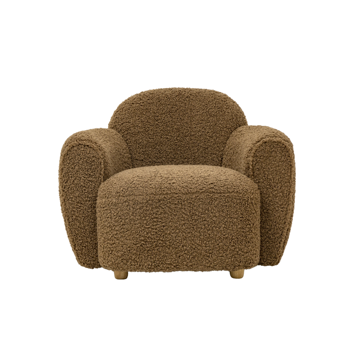 Fauteuil club en tissu bouclette marron Tommy
