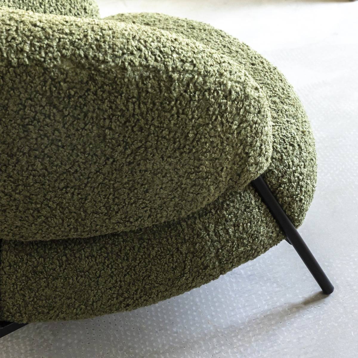 Fauteuil en tissu bouclette vert Kanoa