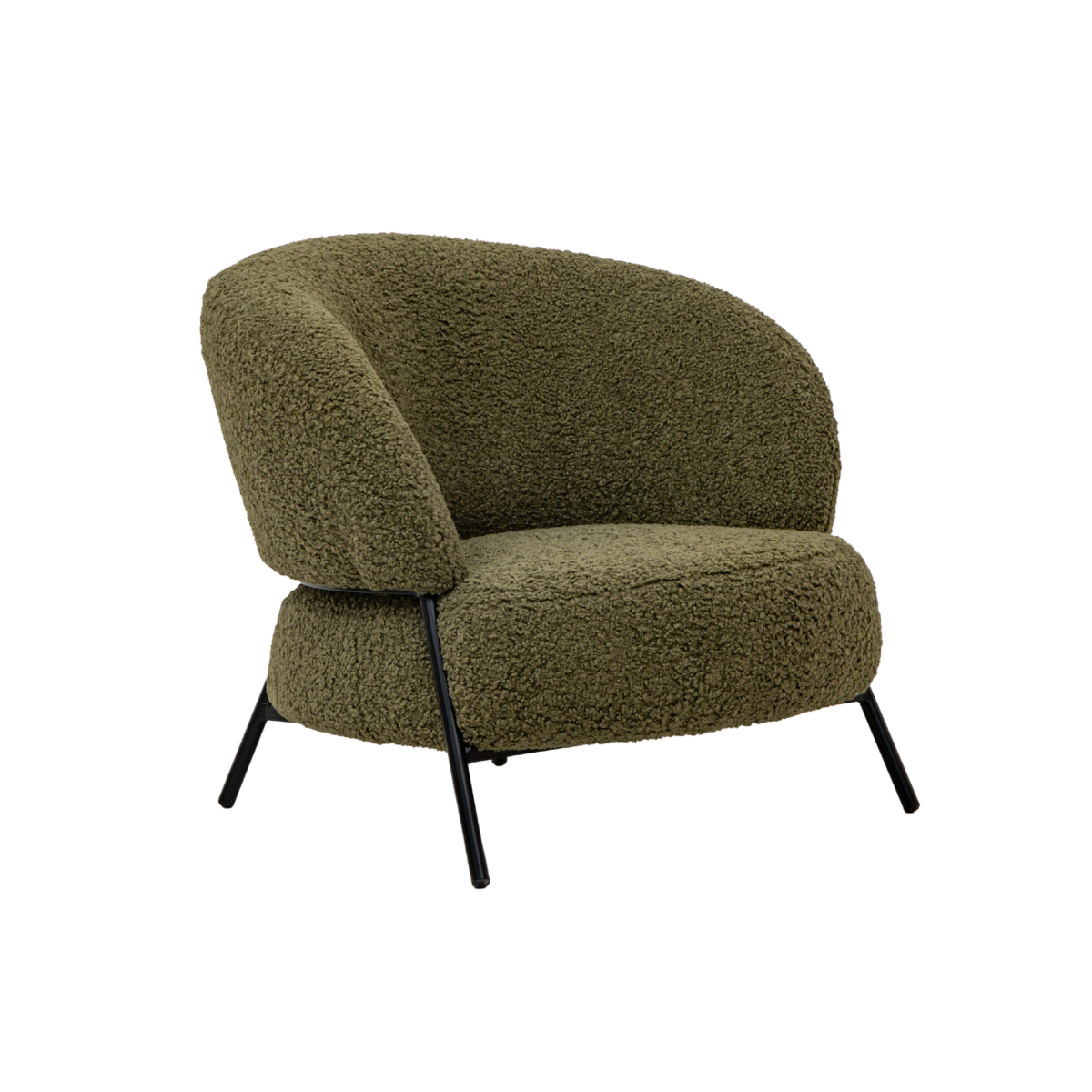 Fauteuil en tissu bouclette vert Kanoa